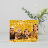Happy Thanksgiving Elegant Script over Photo Gold Folie Feestdagen Briefkaart (Staand Voorkant)