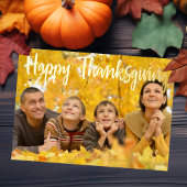 Happy Thanksgiving Elegant Script over Photo Gold Folie Feestdagenkaart
