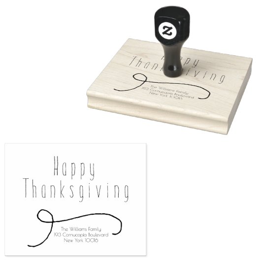 Happy Thanksgiving Elegant Script Typografie Rubberstempel (Gestempeld)