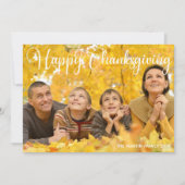 Happy Thanksgiving Elegant White Script Foto Feestdagenkaart (Voorkant)