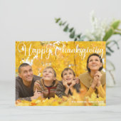 Happy Thanksgiving Elegant White Script Foto Feestdagenkaart (Staand voorkant)