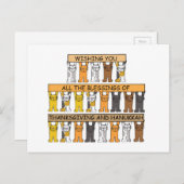 Happy Thanksgiving en Hanukkah Cute Cats Feestdagenkaart (Voorkant / Achterkant)