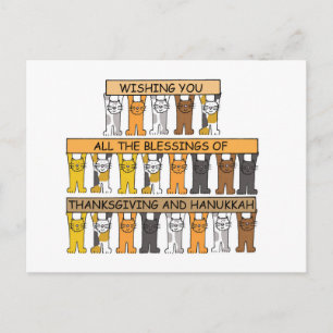 Happy Thanksgiving en Hanukkah Cute Cats Feestdagenkaart