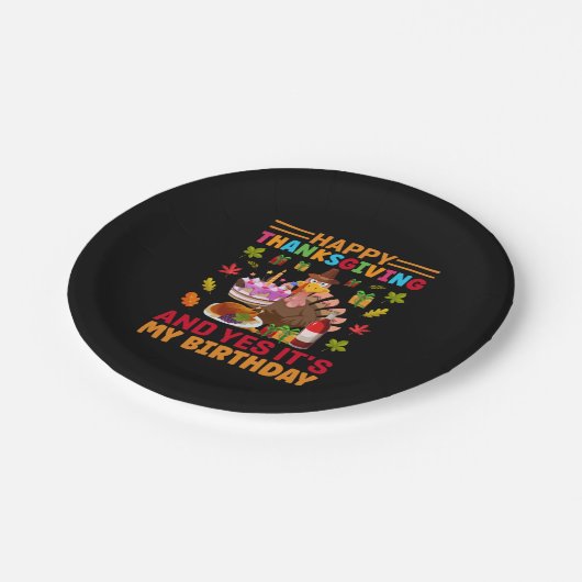 Happy Thanksgiving en het is mijn verjaardag Papieren Bordje (Gekanteld)