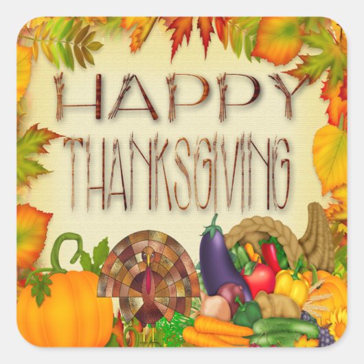 Happy Thanksgiving Envelope Seals Vierkante Sticker (Voorkant)