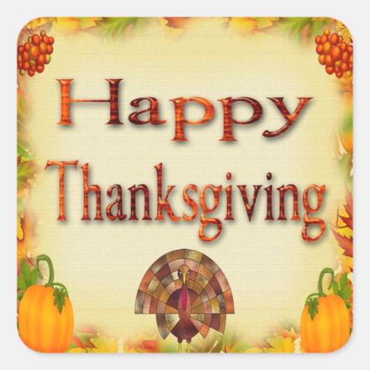 Happy Thanksgiving Envelope Seals Vierkante Sticker (Voorkant)