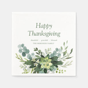 Happy Thanksgiving Eucalyptus groen gebladerte Servet