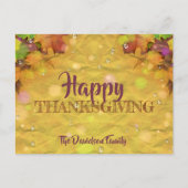 Happy Thanksgiving-fall-bladeren en -regendruppels Feestdagenkaart (Voorkant)