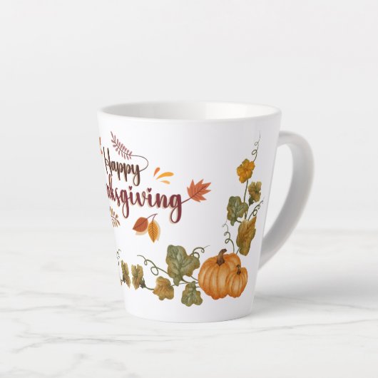 Happy Thanksgiving Fall Festive Design Latte Mok (Rechterhoek)