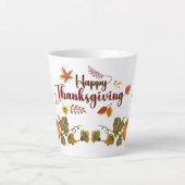 Happy Thanksgiving Fall Festive Design Latte Mok (Voorkant)