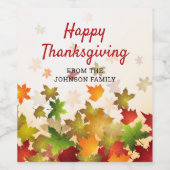 Happy Thanksgiving Fall laat gepersonaliseerde naa Wijn Etiket (Enkel label)