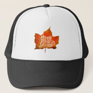 HAPPY THANKSGIVING FALL LEAVES AUTUMN LEAF TRUCKER PET