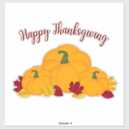 Happy Thanksgiving Fall Leaves en Oranje pompoenen Sticker