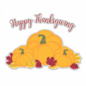 Happy Thanksgiving Fall Leaves en Oranje pompoenen Sticker (Voorkant)
