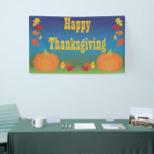 Happy Thanksgiving Fall Leaves en Pumpkins Spandoek (Beurs)