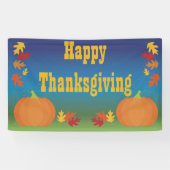 Happy Thanksgiving Fall Leaves en Pumpkins Spandoek (Horizontaal)