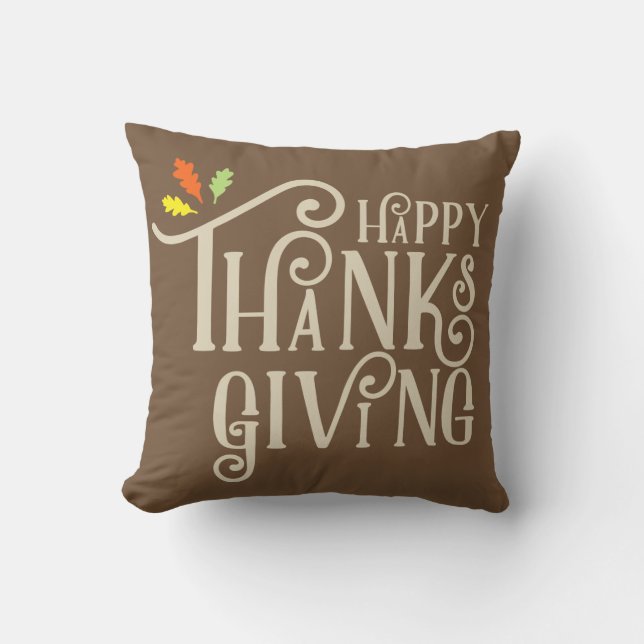 Happy Thanksgiving | Fall Leaves Kussen (Voorkant)