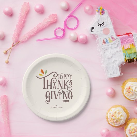 Happy Thanksgiving | Fall Leaves Papieren Bordje (Feest)