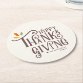Happy Thanksgiving | Fall Leaves Ronde Kartonnen Onderzetter (Gebogen)