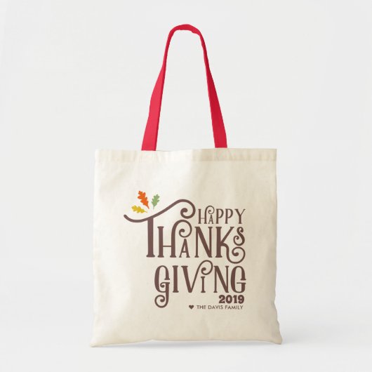 Happy Thanksgiving | Fall Leaves Tote Bag (Voorkant)