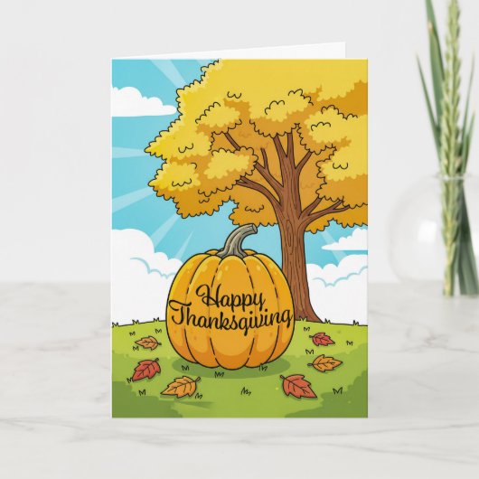 Happy Thanksgiving Fall Pumpkin Illustration Feestdagen Kaart (Voorkant)