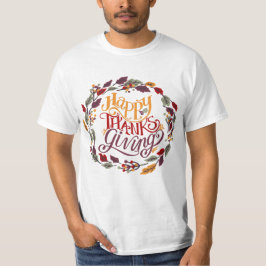 Happy Thanksgiving Fall verlaat Holiday Wreath T-shirt