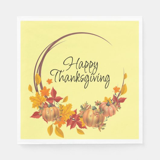 HAPPY THANKSGIVING Fall verlaat pompoenenkrans Servet (Voorkant)