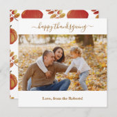 Happy thanksgiving familiefoto-pompoen herfst feestdagenkaart (Voorkant / Achterkant)