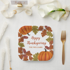 Happy Thanksgiving familienaam herfst Papieren Bordje