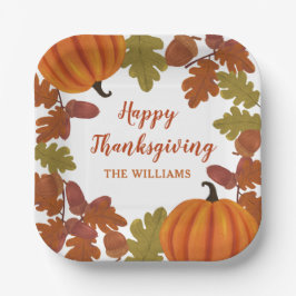 Happy Thanksgiving familienaam herfst Papieren Bordje