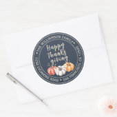 Happy Thanksgiving familienaam Return-adres Ronde Sticker (Envelop)