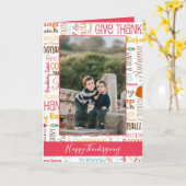 Happy Thanksgiving Family Foto Kaart (Gele Bloem)