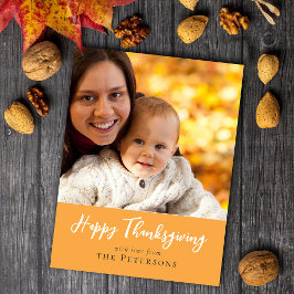 Happy Thanksgiving Family Photo Calligraphy Script Briefkaart