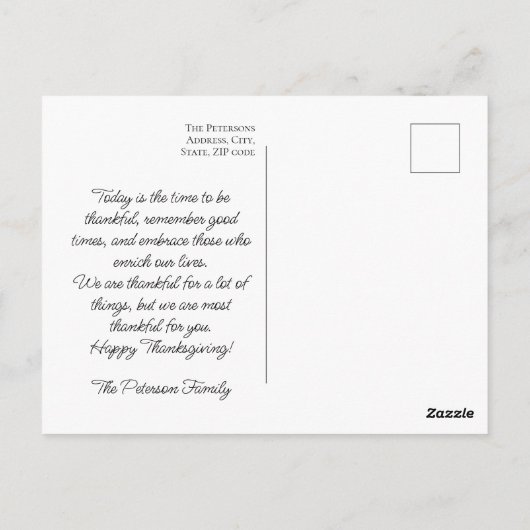 Happy Thanksgiving Family Photo Calligraphy Script Briefkaart (Achterkant)