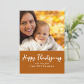 Happy Thanksgiving Family Photo Calligraphy Script Feestdagenkaart (Staand voorkant)