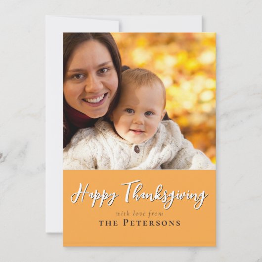 Happy Thanksgiving Family Photo Calligraphy Script Feestdagenkaart (Voorkant)
