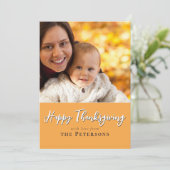 Happy Thanksgiving Family Photo Calligraphy Script Feestdagenkaart (Staand voorkant)