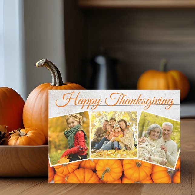 Happy Thanksgiving Family Photo Pumpkin Patch Card (Creator heeft geüpload)