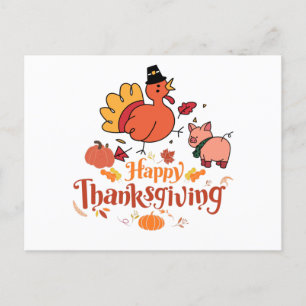 Happy Thanksgiving Farm Animals en Pumpkins Briefkaart