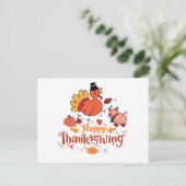 Happy Thanksgiving Farm Animals en Pumpkins Briefkaart (Staand voorkant)
