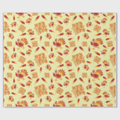Happy Thanksgiving Feathers & Turkije Herfst Naadl Cadeaupapier (Vlak)
