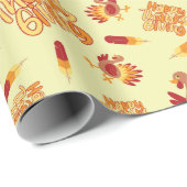 Happy Thanksgiving Feathers & Turkije Herfst Naadl Cadeaupapier (Rol Hoek)