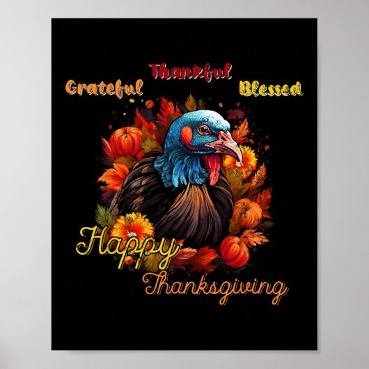 Happy Thanksgiving Feest Turkije Design T-shirt Poster (Voorkant)