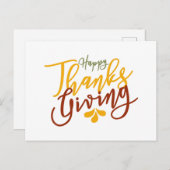 Happy Thanksgiving Feestdagenkaart (Voorkant / Achterkant)