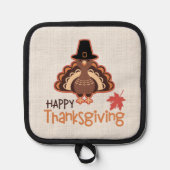 Happy Thanksgiving Feestelijke Pelgrim Turkije Pannenlap (Voorkant)