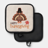 Happy Thanksgiving Feestelijke Pelgrim Turkije Pannenlap (Voorkant / Achterkant)