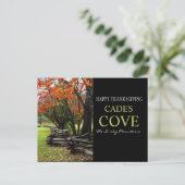 Happy Thanksgiving - Fence Row - Herfst Cades Cove Feestdagenkaart (Staand voorkant)