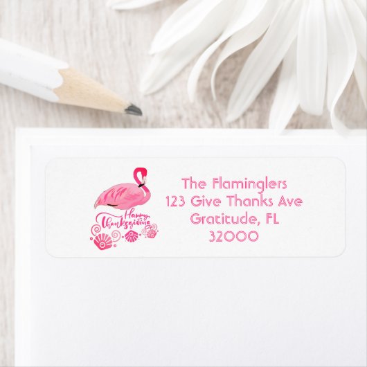 Happy Thanksgiving Flamingo Beach Theme Etiket (Insitu)