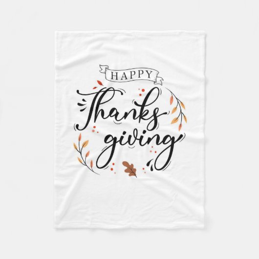 Happy Thanksgiving Fleece Deken (Voorkant)