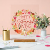 Happy Thanksgiving Floral Herfst Krans Acryl Bord (Huwelijk)
